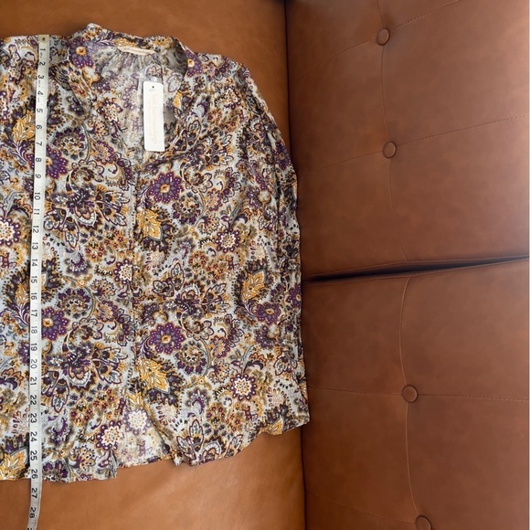 Soft Surroundings Women’s Sz L Metallic Floral Paisley Blouse Shirt Top Gold NWT - Picture 10 of 11